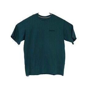 Patagonia Mens Short Sleeve T Shirt Medium‎ Outdoors Camping Big Logo Dark Green
